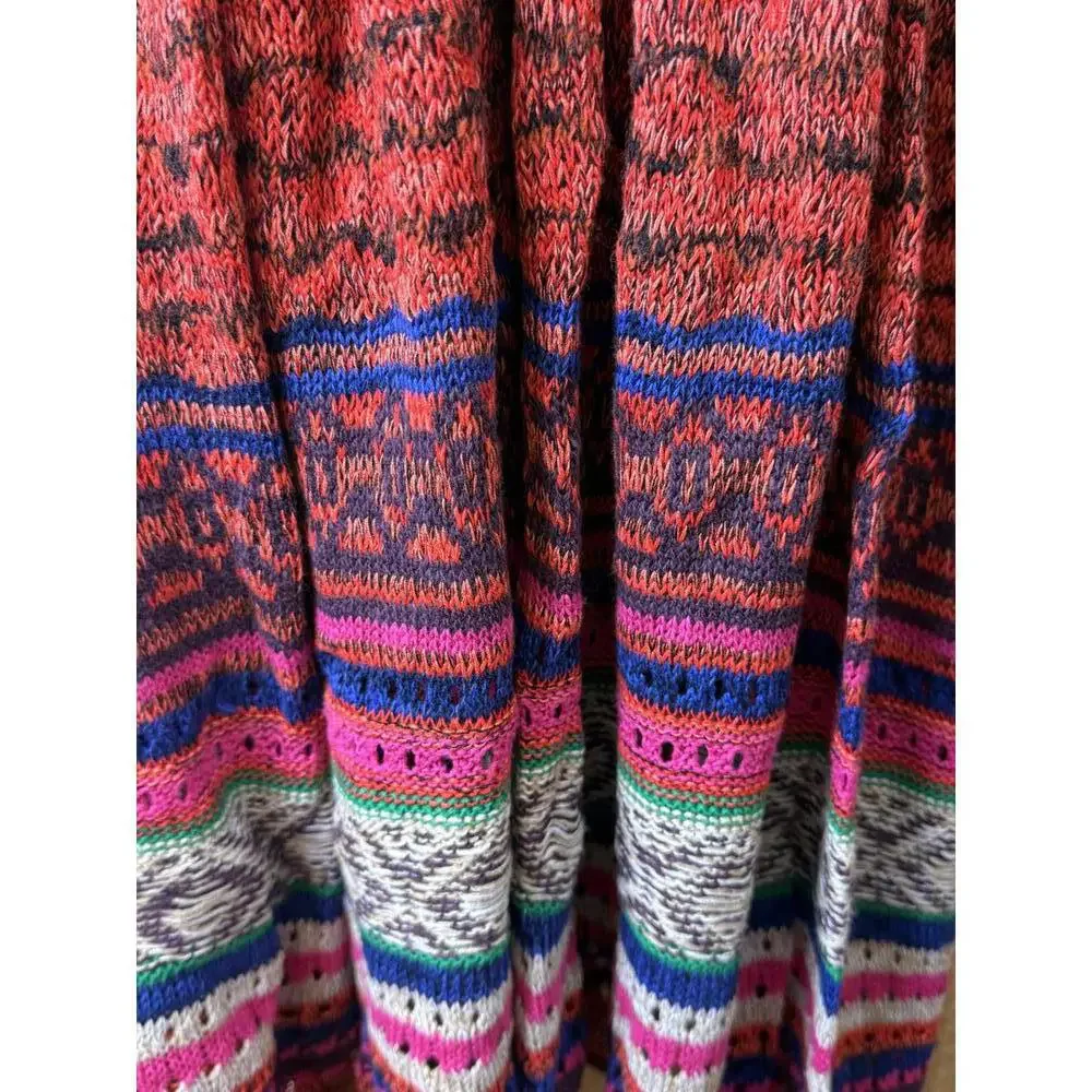 Free People Red Rare Hearts Crochet Sweater Tunic Dress - Size - Medium - Picture 7 of 9